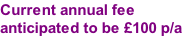 Current annual fee  anticipated to be £100 p/a